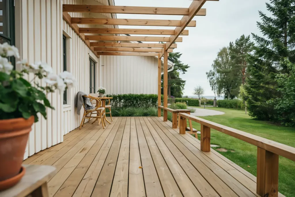 altanbygge med pergola och r cke i ljunghusen h llviken