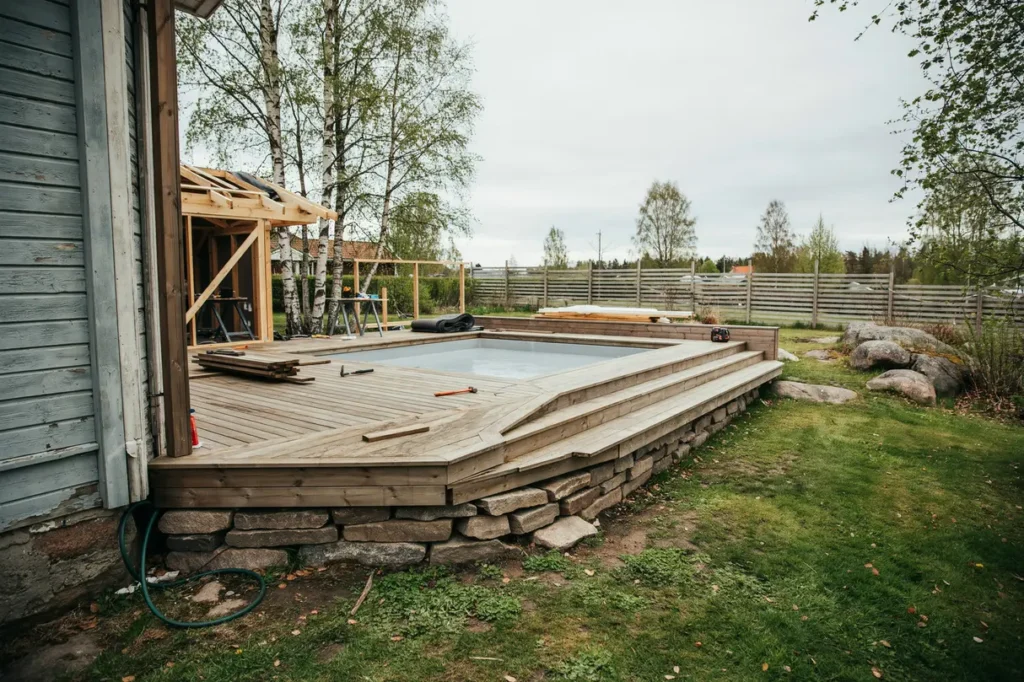 bygga poold ck och altan som h ller l nge smart planering materialval och niv skillnader att t nka p